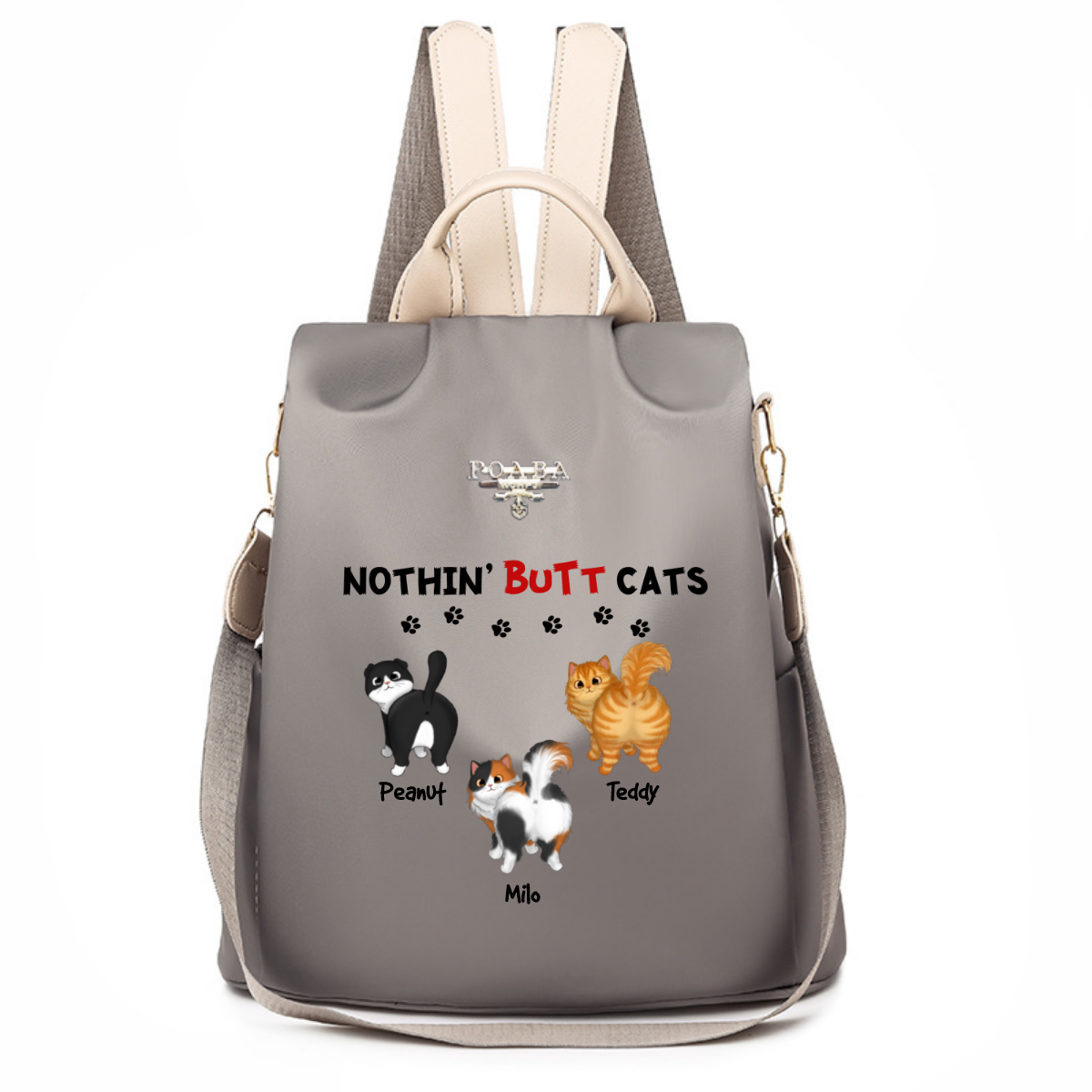 Nothing Butt Cats Fluffy Cat Personalized Backpack