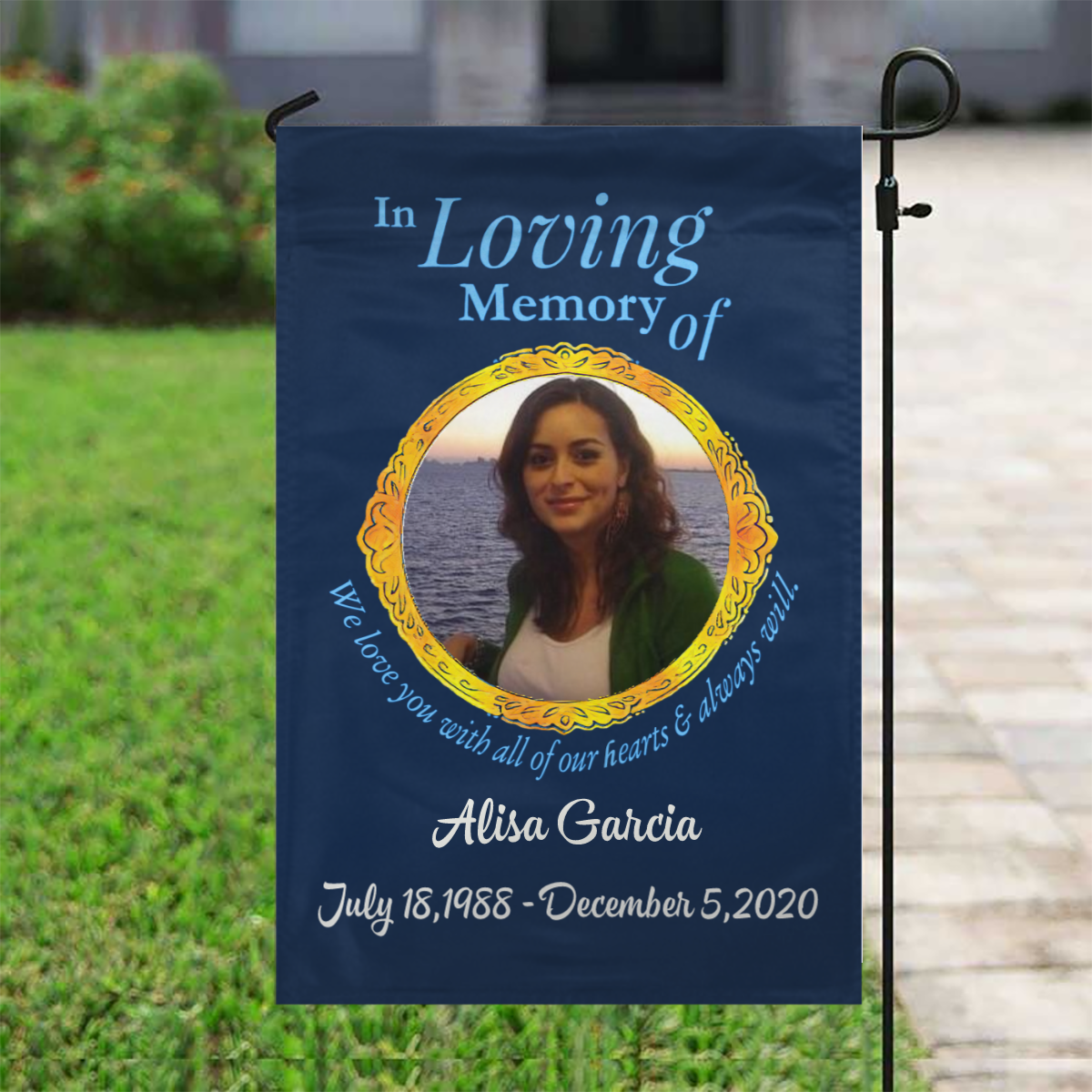 In Loving Memory Personalized Memorial Garden Flag