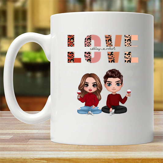 Love Couple Name Valentine‘s Day Gift Personalized Mug (Double-sided Printing)