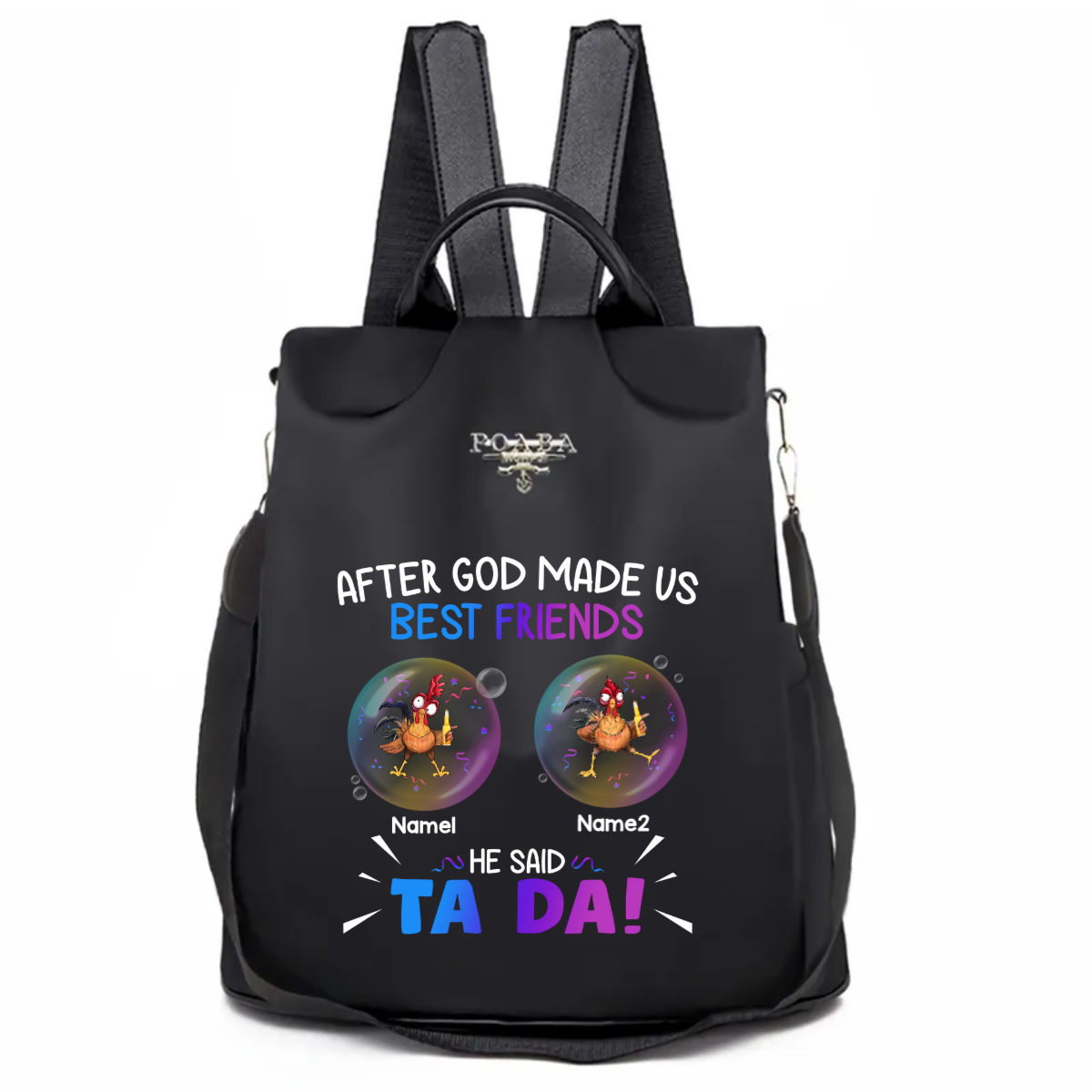 Chickens God Made Us Best Friends Personalized Backpack