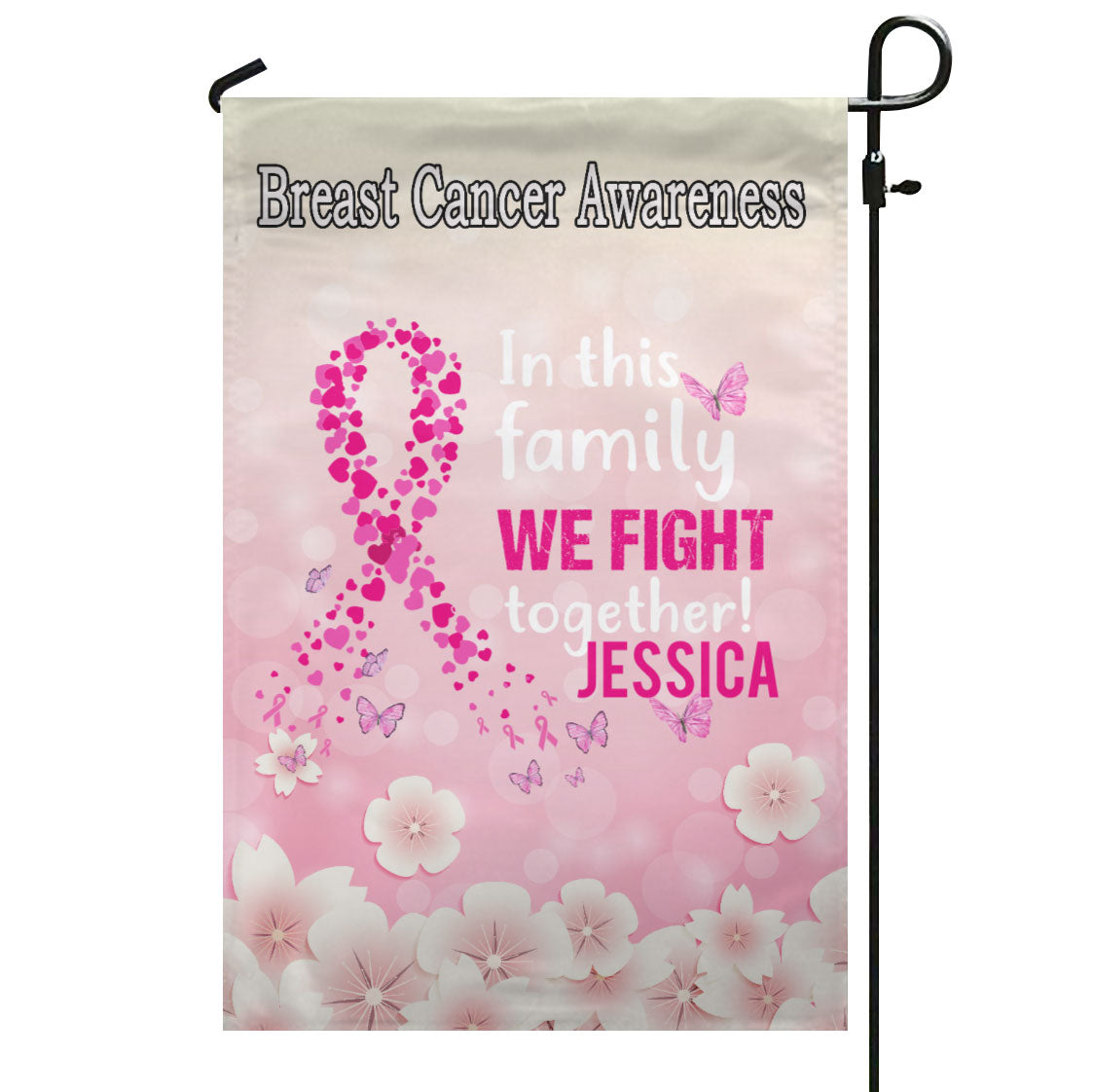 Breast Cancer I Wear Pink For Personalized Name Garden Flag