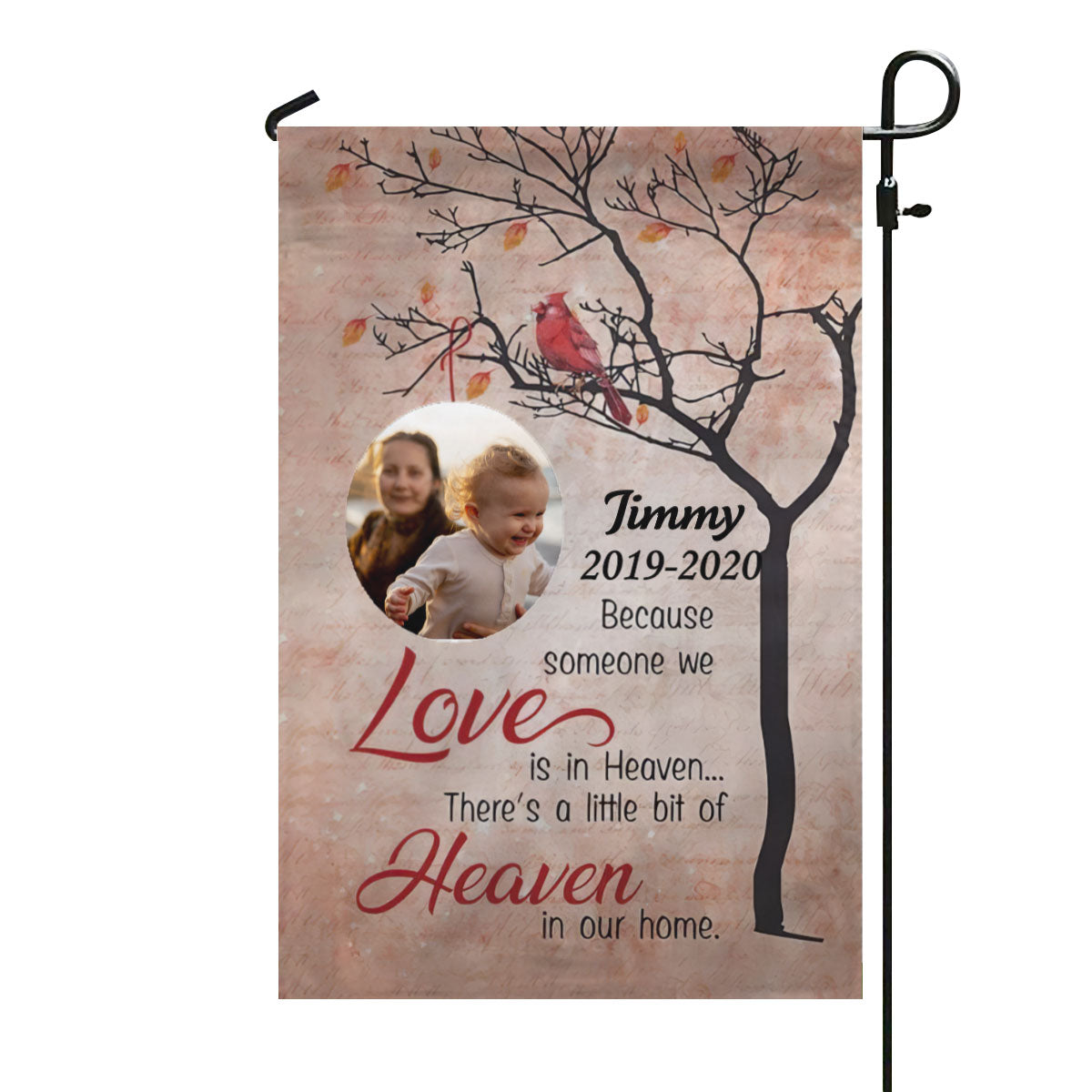 Someone We Love In Heaven Cardinal Memorial Photo Garden Flag