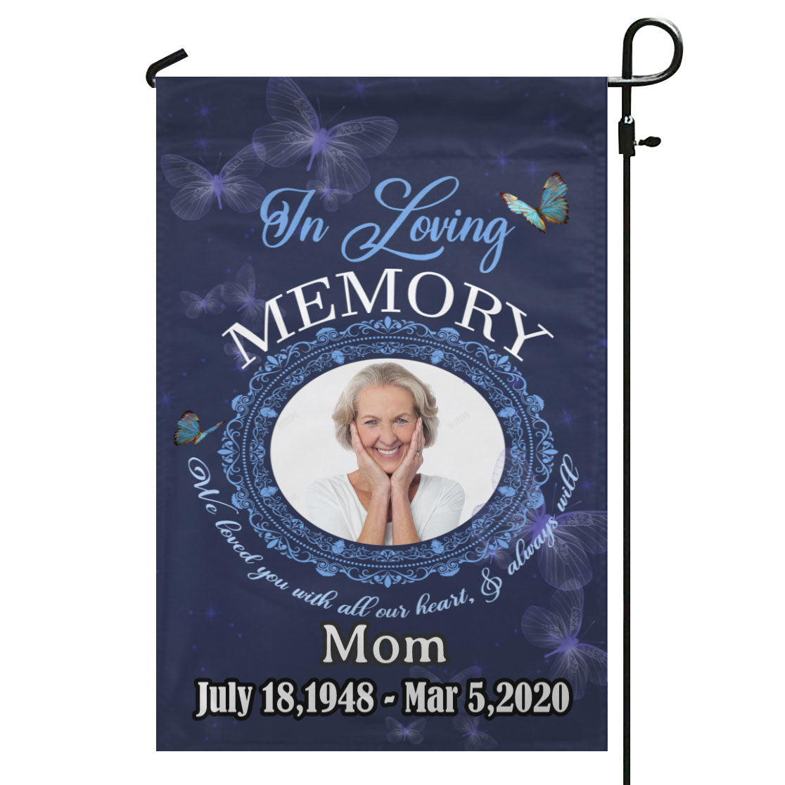 In Loving Memory Personalized Photo Memorial Garden & House Flag