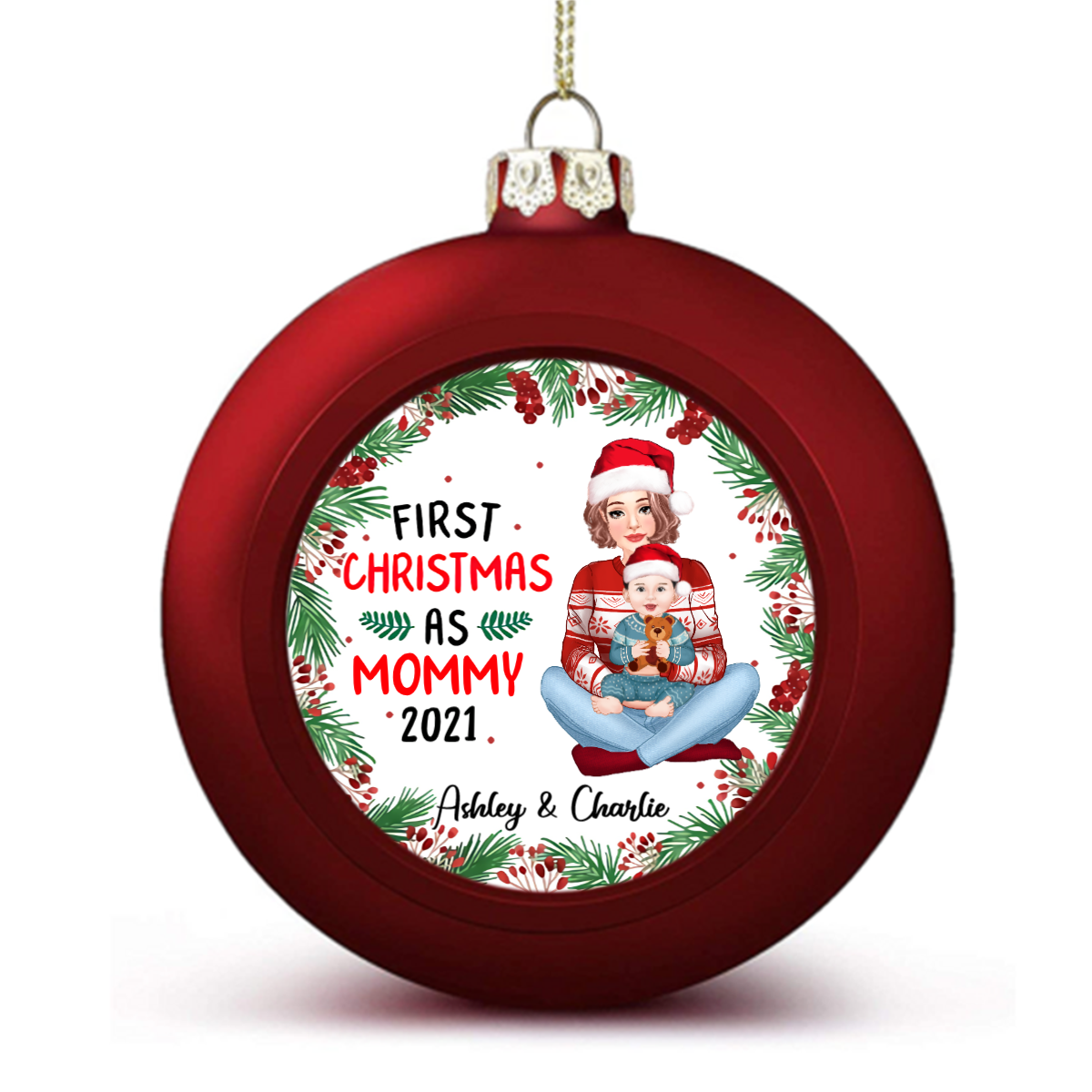 First Christmas As Mom Grandma Personalized Ball Ornaments