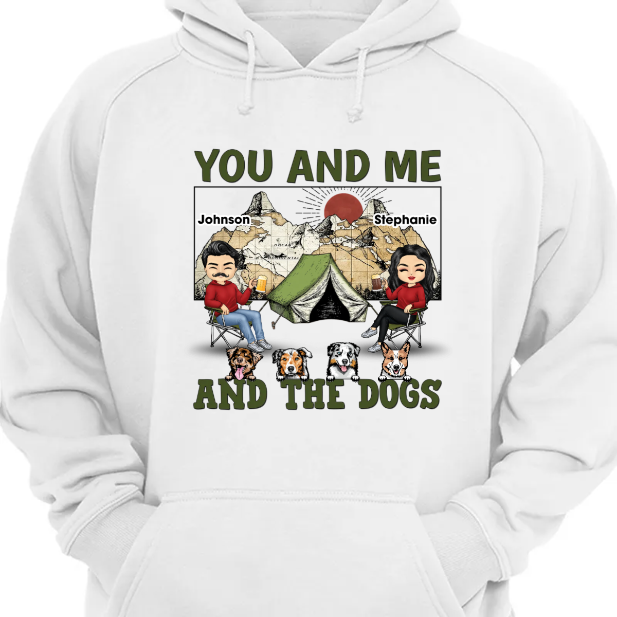 Camping Couple And The Dogs - Gift For Dog Lover - Personalized Custom Hoodie Sweatshirt
