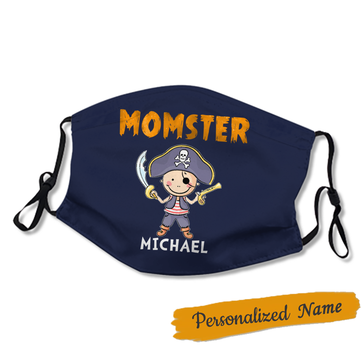 Momster Dadcula Halloween Kids Personalized Name Face Mask