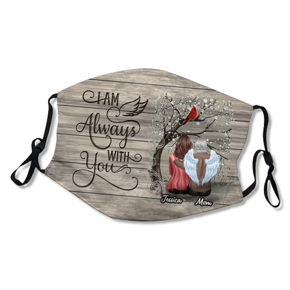 Half Wood Texture Always With You Memorial Personalized Masks