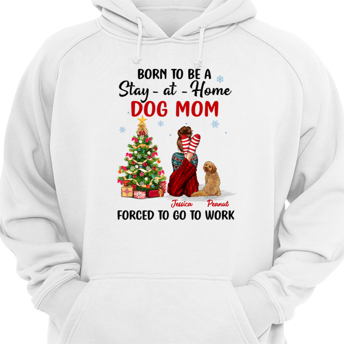 クリスマス 犬 ママ ステイ ホーム パーソナライズ パーカー スウェットシャツ