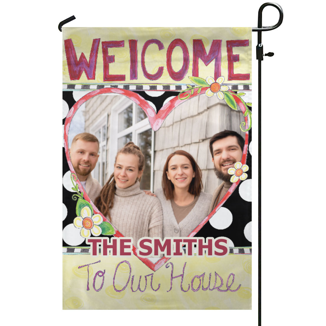 Welcome to Our House – Personalized Photo & Family Name Garden & House Flag