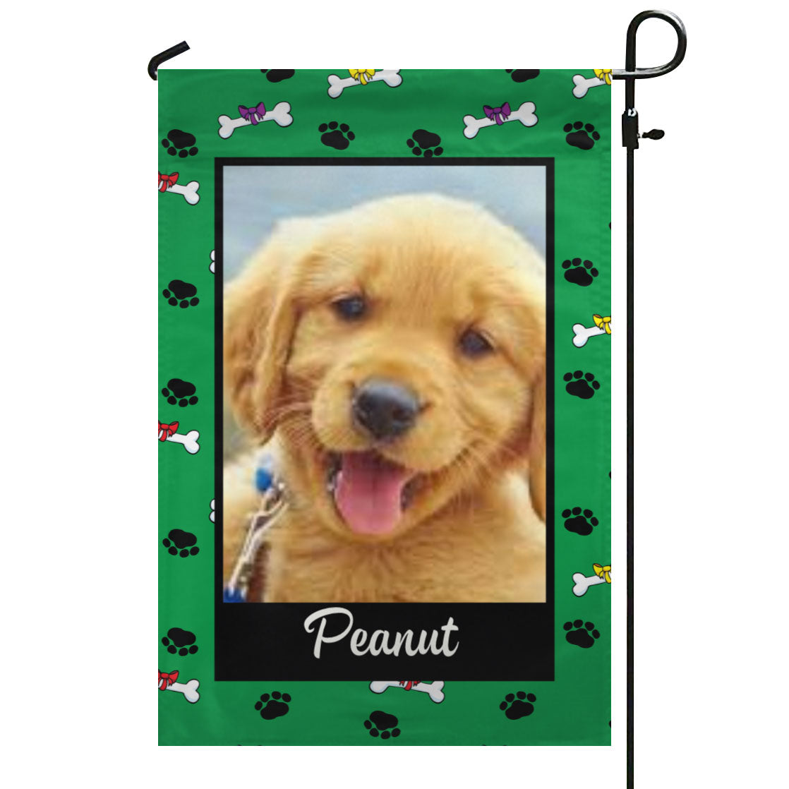 犬の骨 – パーソナライズされた写真と名前 – 庭の旗と家の旗