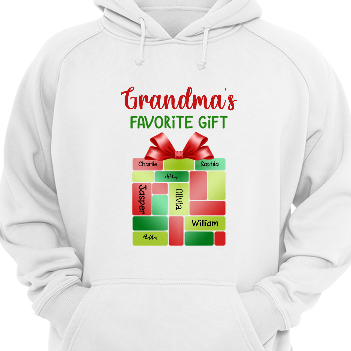 Grandma‘s Favorite Gift Names In Gift Box Personalized Hoodie Sweatshirt