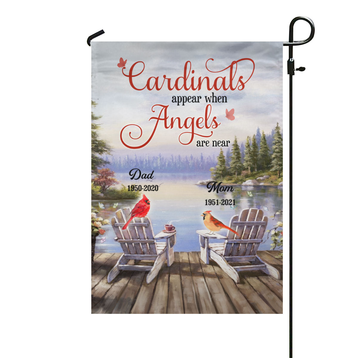 Beautiful Cardinals Appear Angels Are Near Memorial Personalized Garden Flag