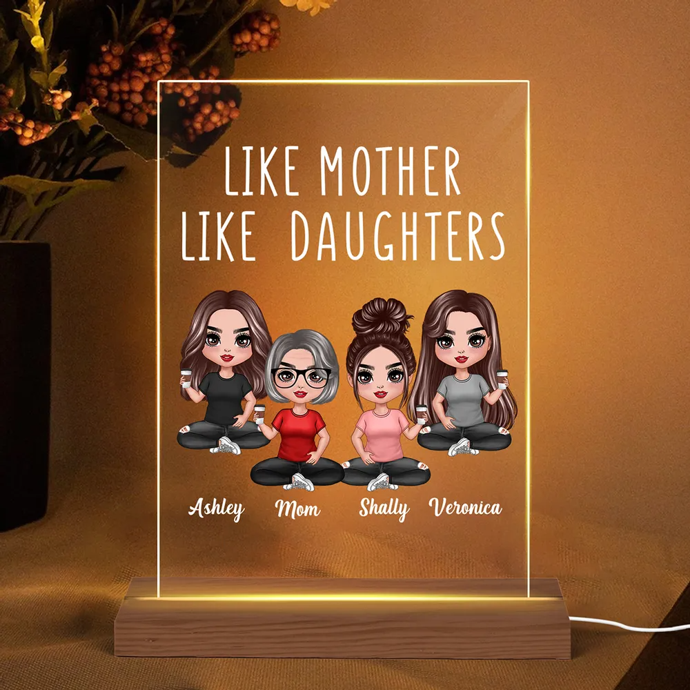 Like Mother Like Daughters Doll Mother And Daughters Sitting - Mother's Day Gift - Personalized Rectangle Acrylic Plaque LED Lamp Night Light
