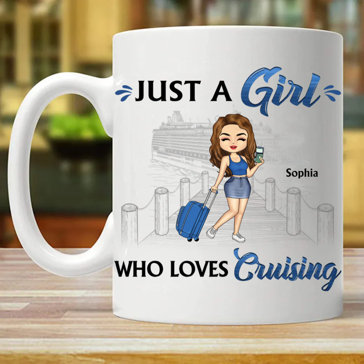 Just A Girl Boy Who Loves Cruising - 旅行愛好家へのギフト - パーソナライズされたカスタムマグ (両面印刷)