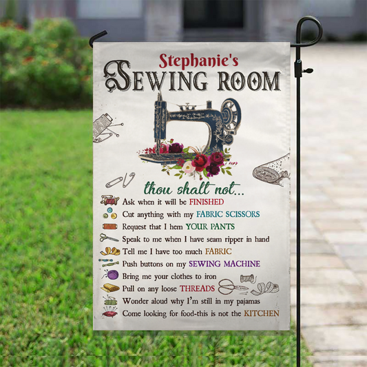 Personalized Indoor Decor Sewing Room Rules - Personalized Graden & House Flag