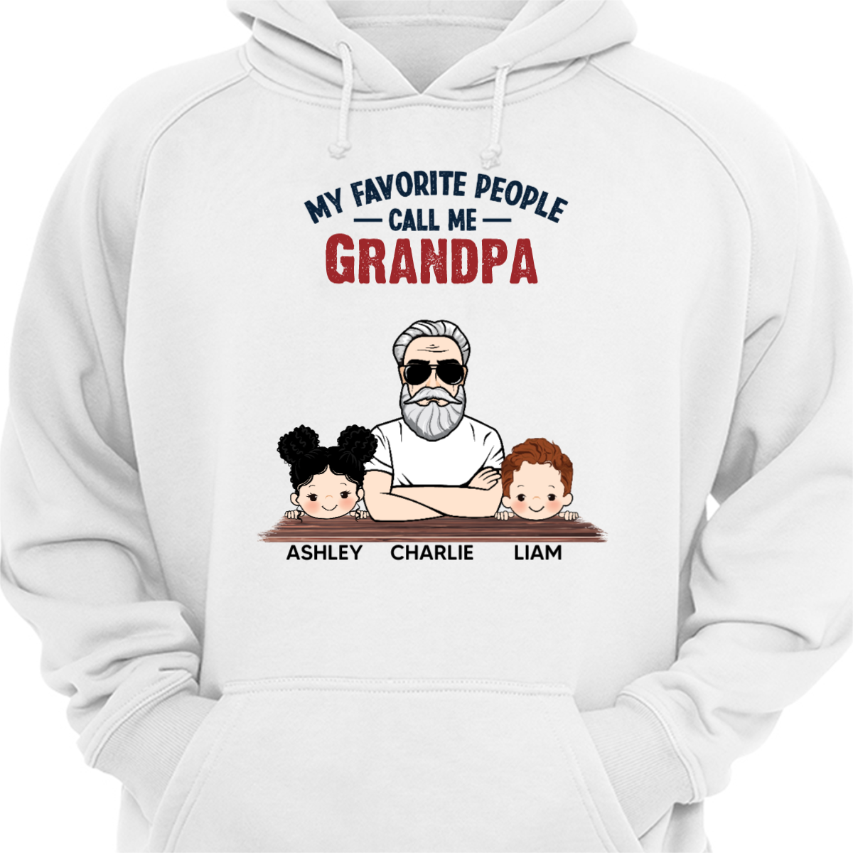 Favorite People Call Me Grandpa Man And Kids パーソナライズド パーカー スウェットシャツ