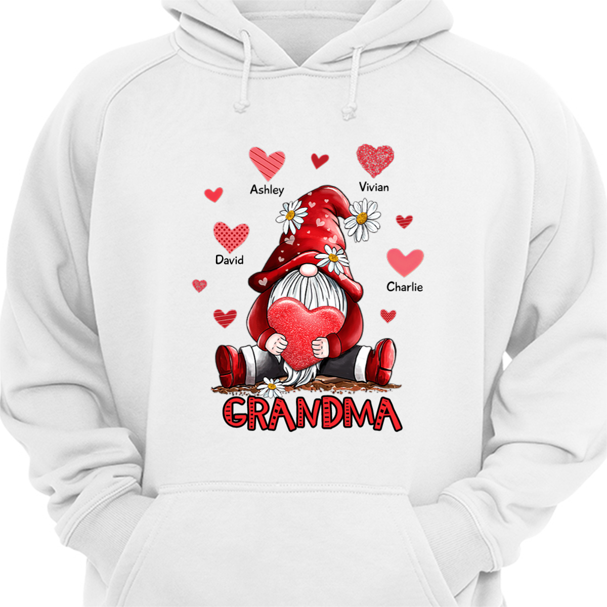 Gnome Heart Mom おばあちゃんギフト Personalized Hoodie Sweatshirt