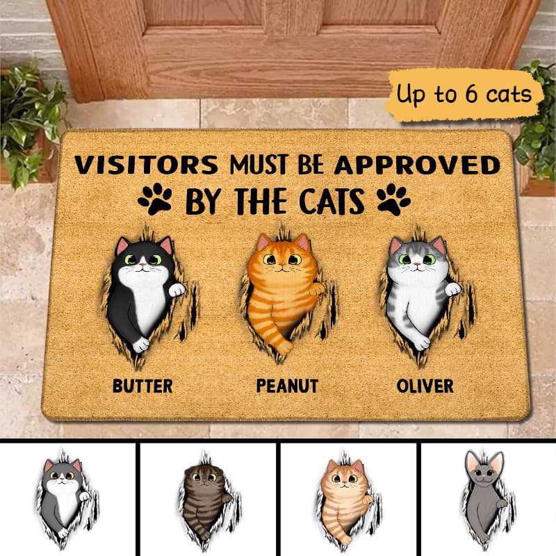 Fluffy Cats Tearing Visitors Must Be Approved Personalized Doormat