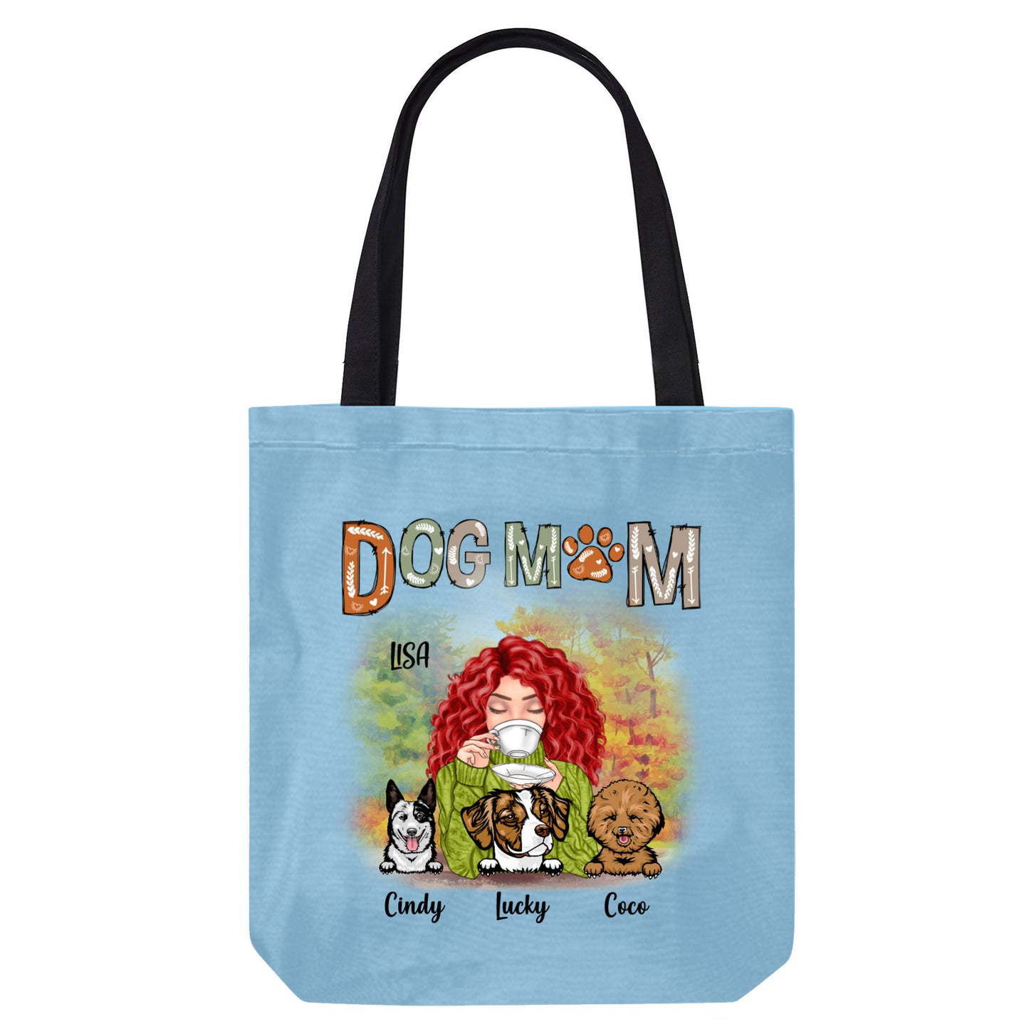 Fall Season Coffee Girl Dog Mom Personalized Canvas Bag