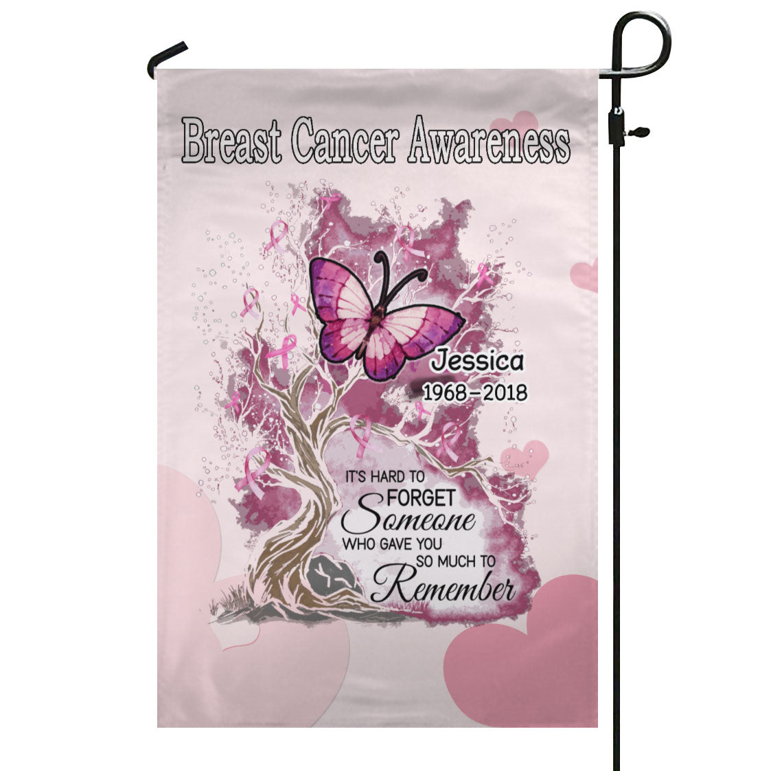 Breast Cancer Hard To Forget Memorial Personalized Name Garden Flag