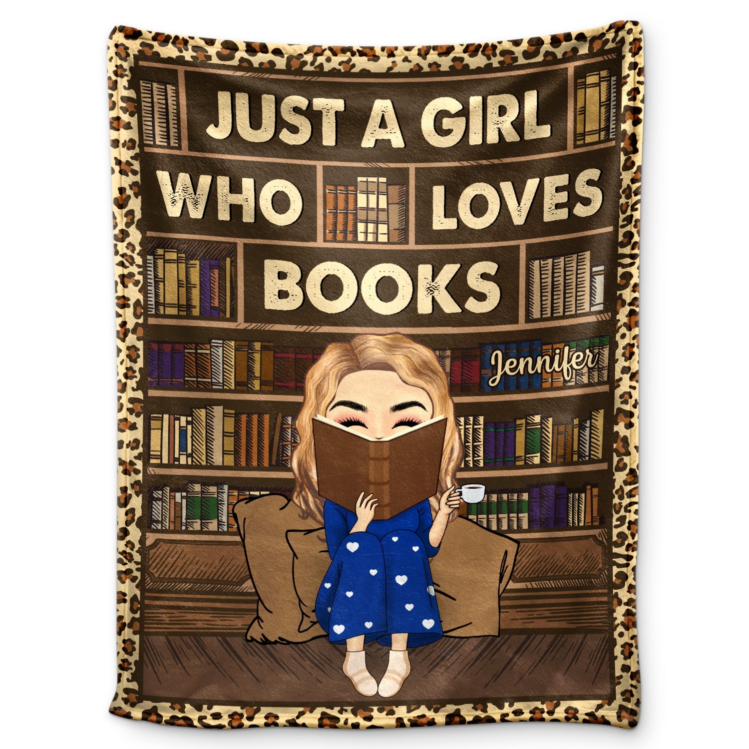 Reading Just A Girl Boy Who Loves Books Vintage - Personalized Custom Fleece Blanket