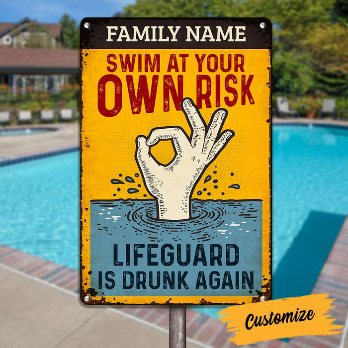 Personalized Pool Good Memories Funny Summer Metal Sign