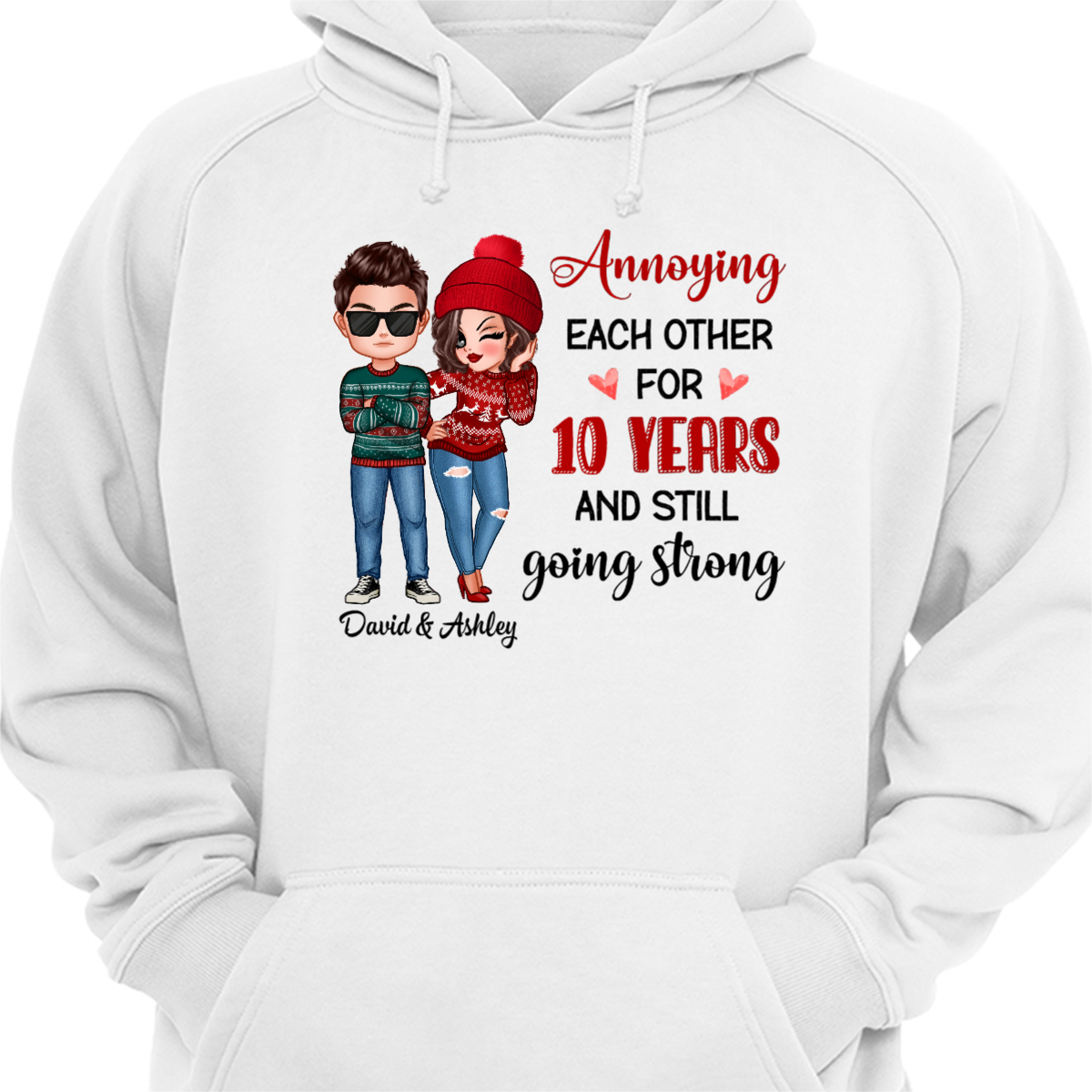 Chibi Couple Annoying Each Other Personalized Hoodie Sweatshirt