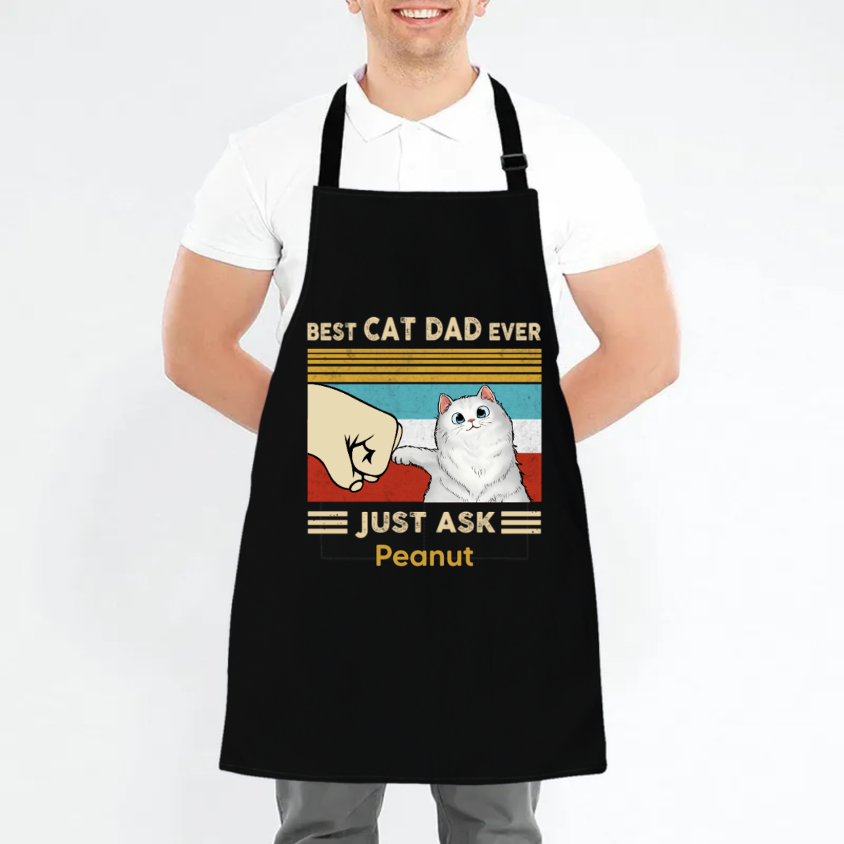 Best Cat Dad/Mom Fluffy Cat Personalized Apron (with pocket)