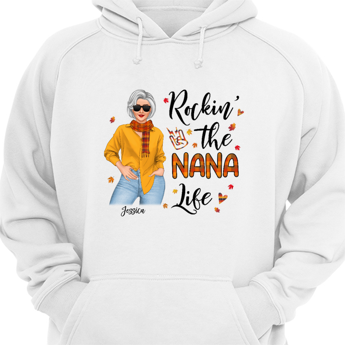 Rocking Mom Grandma Life Fall Season Personalized Hoodie Sweatshirt