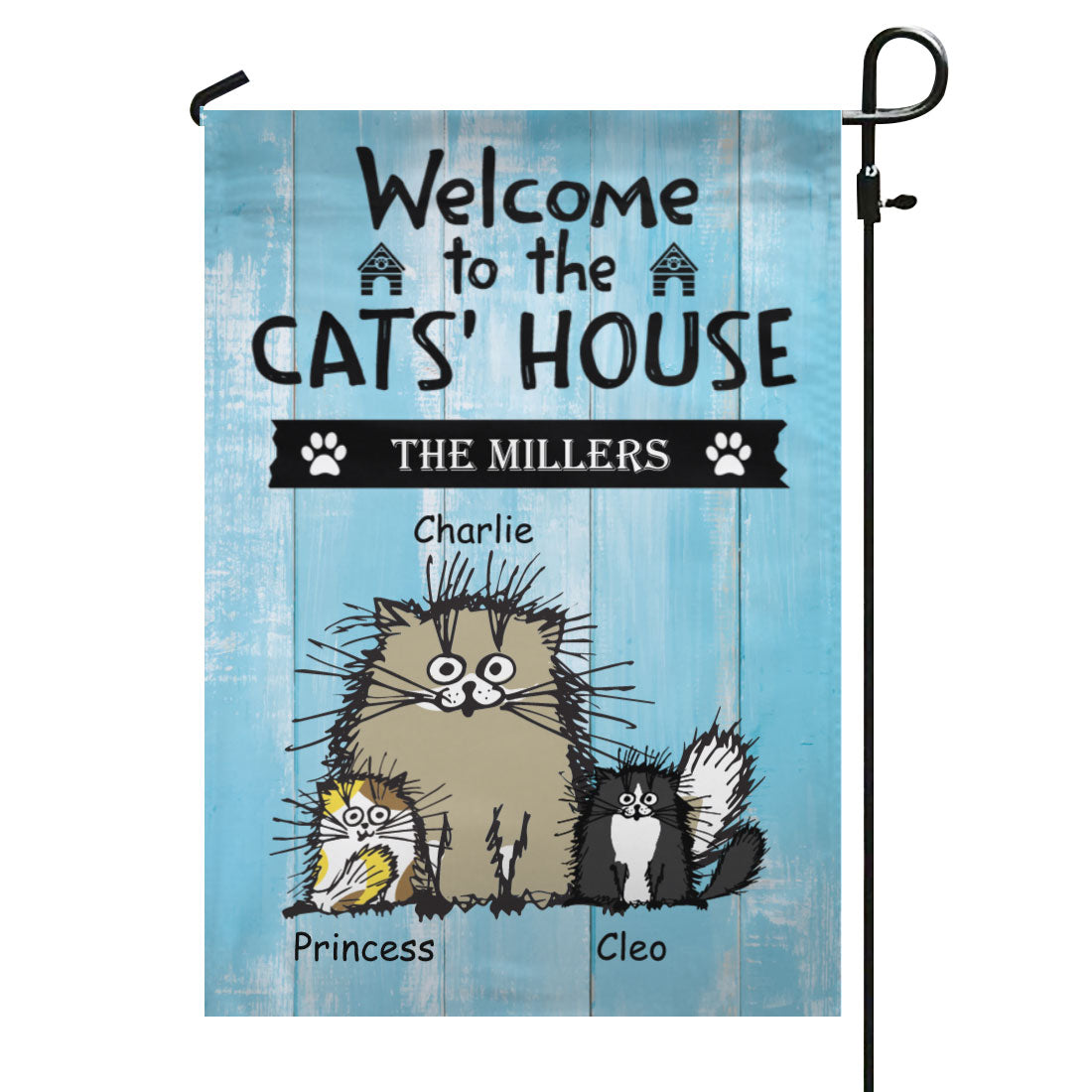 Welcome To The Cats‘ House Funny Personalized Cat Decorative Garden Flags