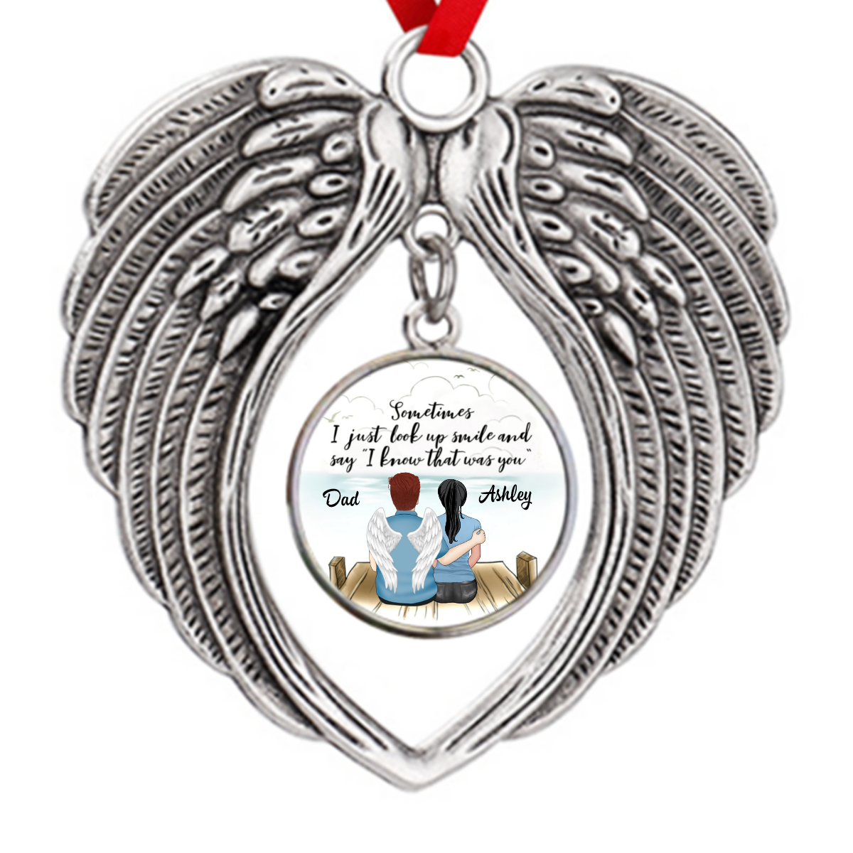 Dad Always With Daughter Memorial Personalized Zinc Alloy Ornaments