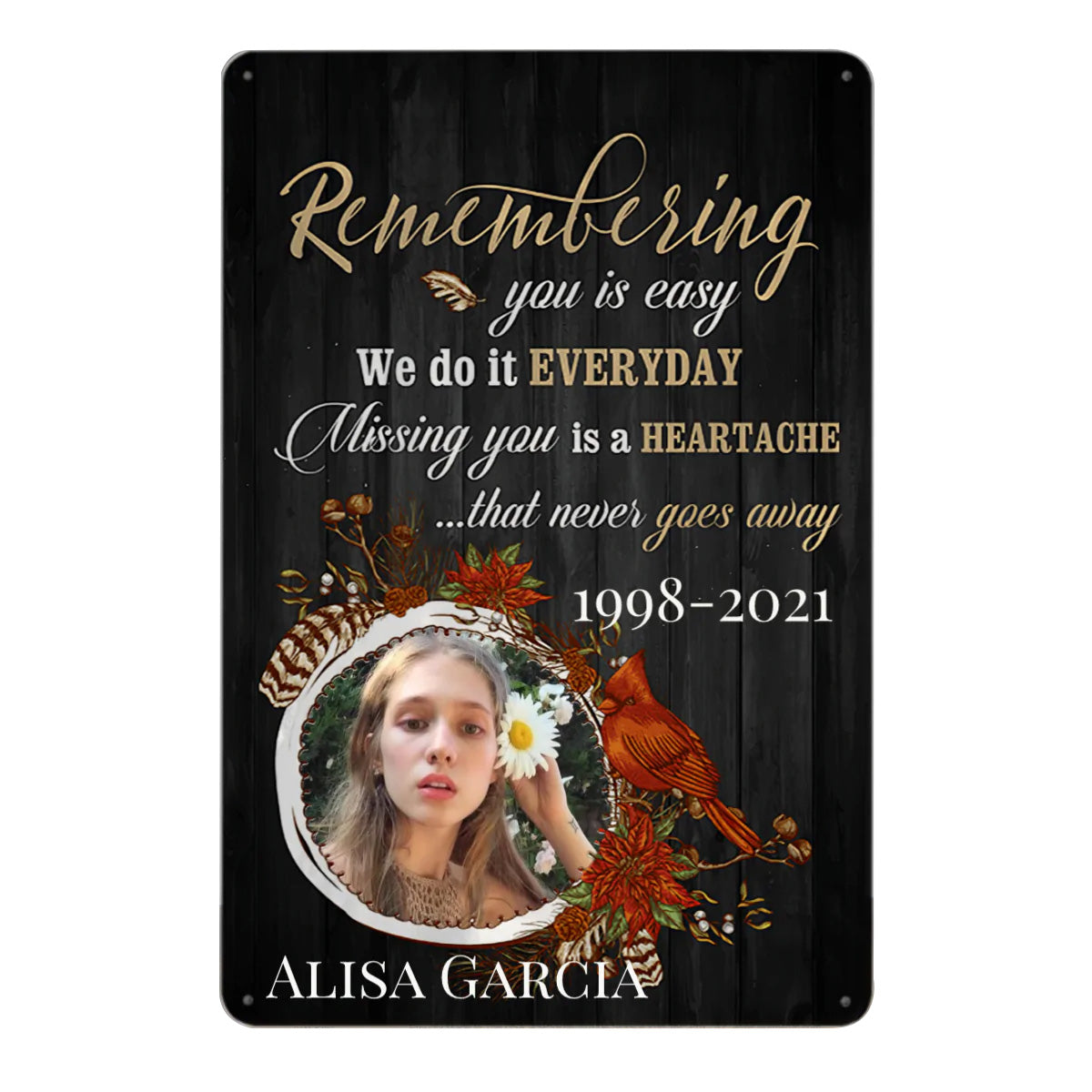 Missing You Is A Heartache Memorial Photo Personalized Tin Signs