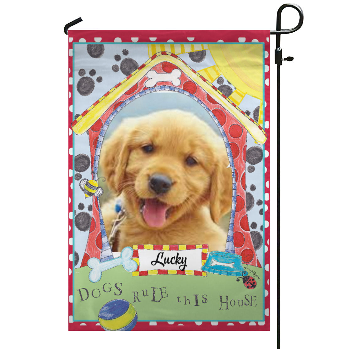 Dogs Rule This House – Personalized Photo & Name – Garden Flag & House Flag