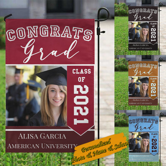 Personalized Congrats Grad Garden Flag 2021