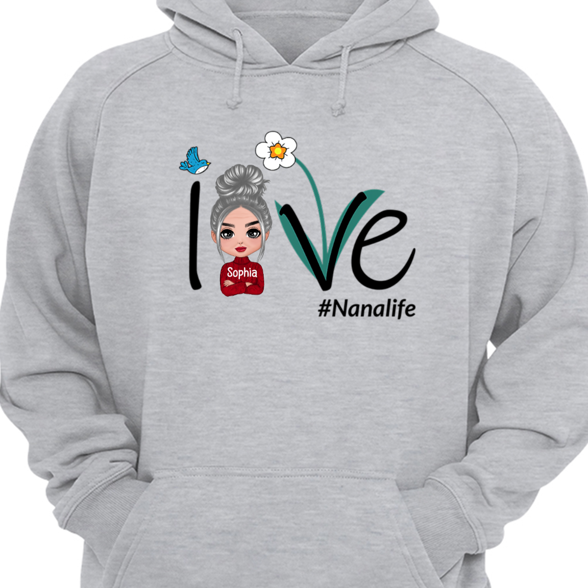 Love Grandma Life Doll Grandma Personalized Hoodie Sweatshirt