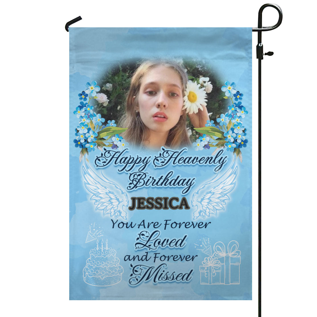 Happy Heavenly Personalized Photo Memorial Garden & House Flag