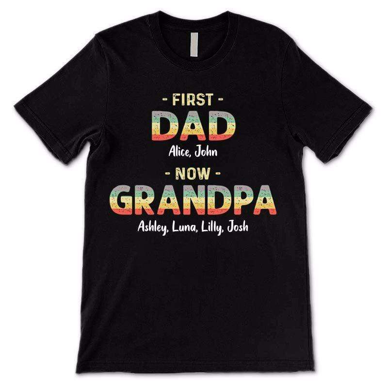 First Dad Now Grandpa Retro Personalized Shirt