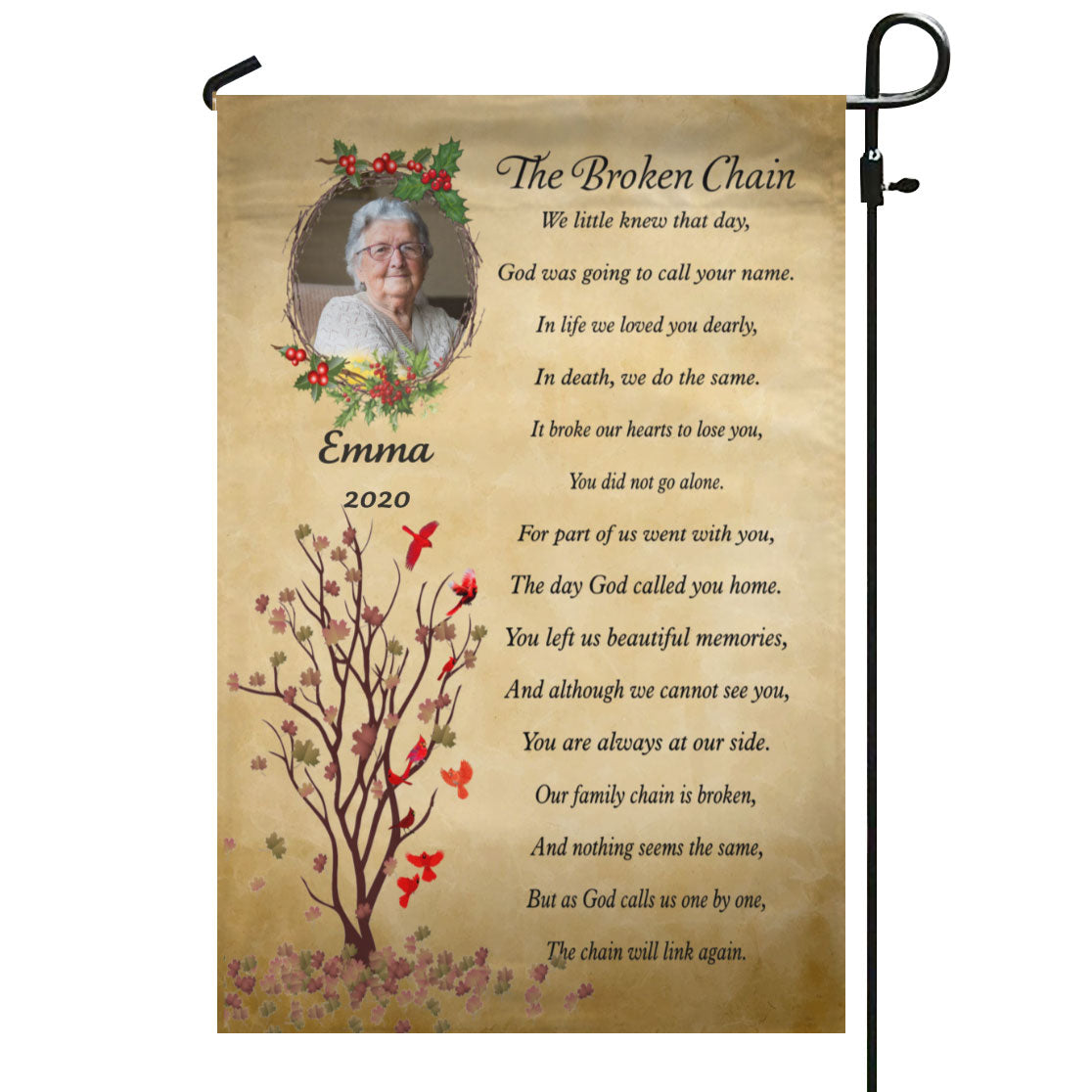 The Broken Chain Customized Memorial Photo Flag Gift for Loss and Family Remembrance