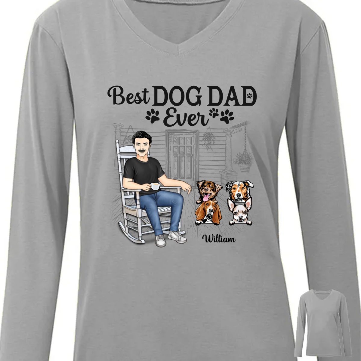 Best Dog Dad Ever - 父へのギフト - パーソナライズされたカスタム長袖シャツ