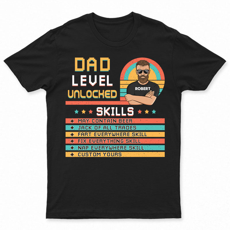 Dear Dad Grandpa Level Unlocked - Gift For Father And Grandfather - Personalized Custom T Shirt