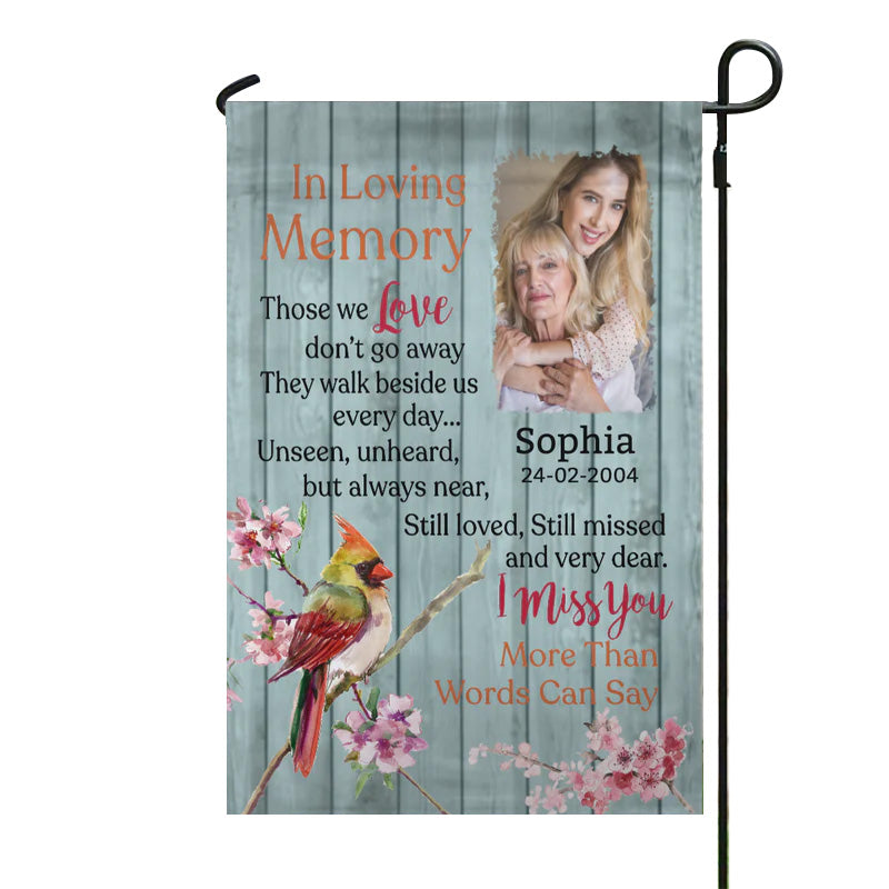 I Miss You More Than Words Can Say Customized Memorial Garden Flag With Your Own Photo In Loving Memory