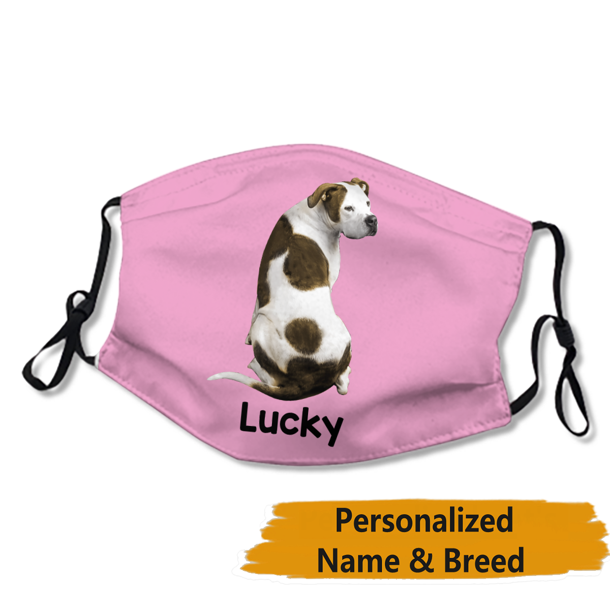 Personalized Dog's Name & Breed Face Mask No.2