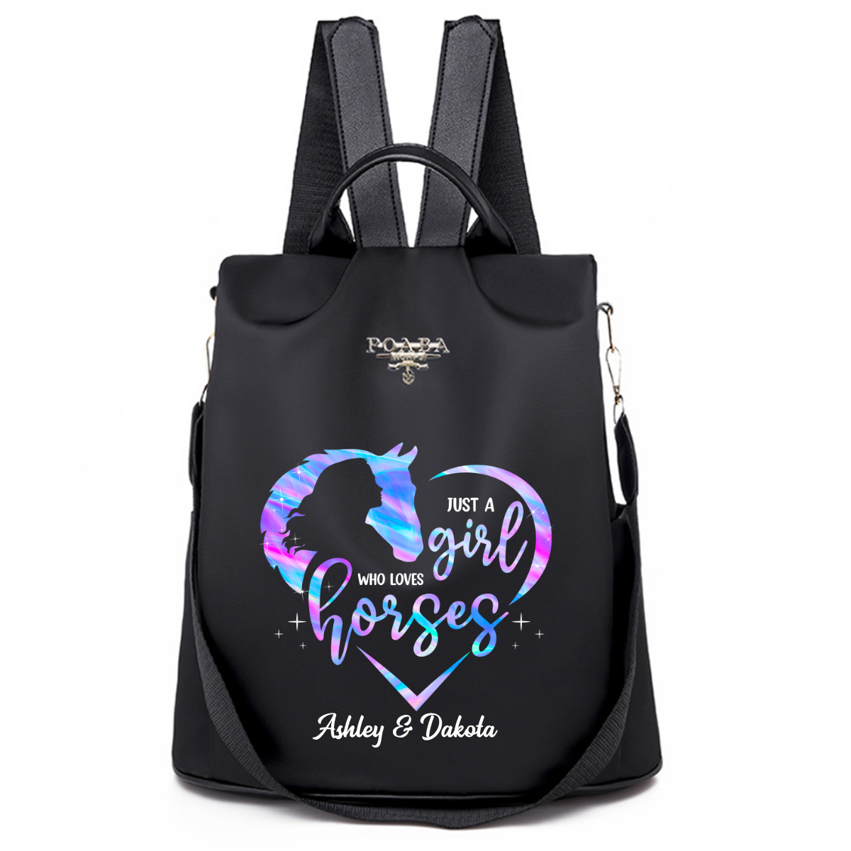 Colorful Horse Lovers Personalized Backpack