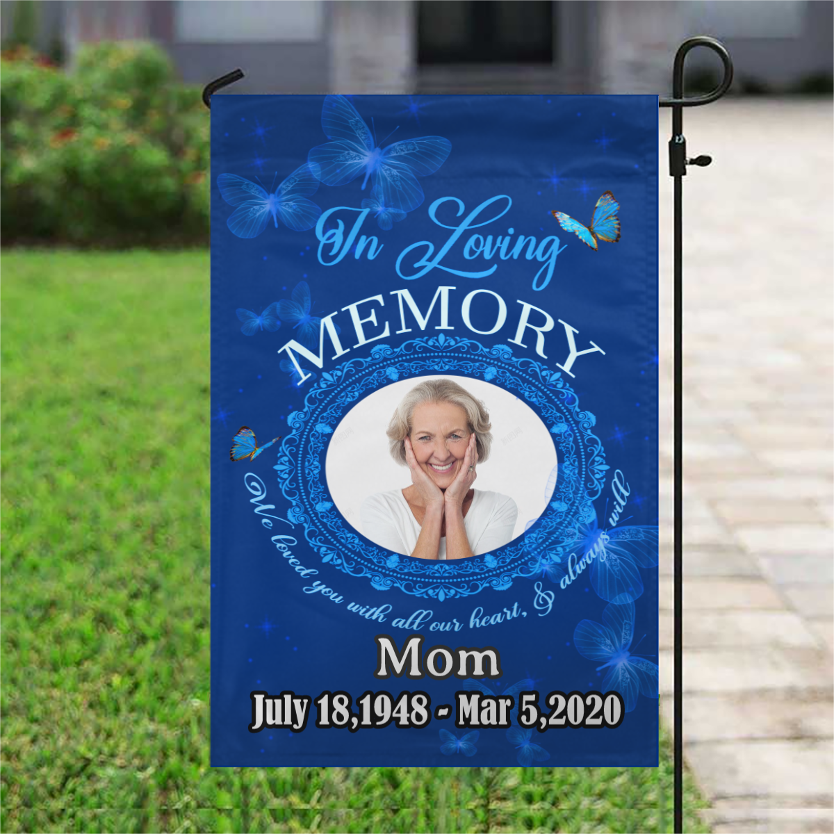 In Loving Memory Personalized Photo Memorial Garden & House Flag