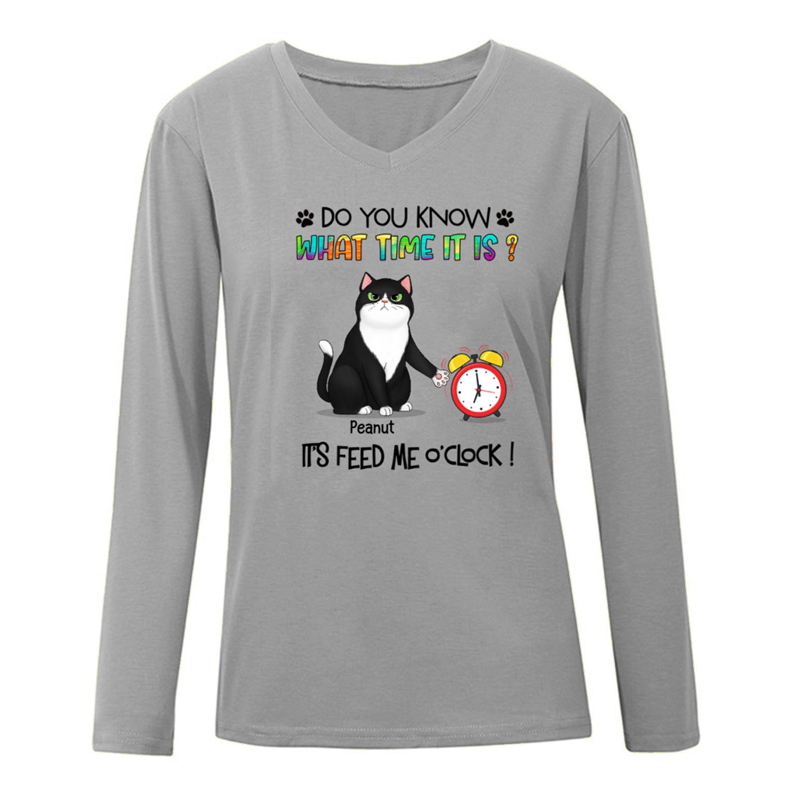 Fluffy Cats Feed Us O‘Clock Personalized Long Sleeve Shirt