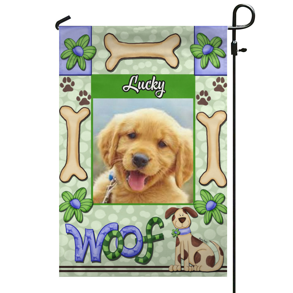 Woof – Personalized Photo & Name – Garden Flag & House Flag