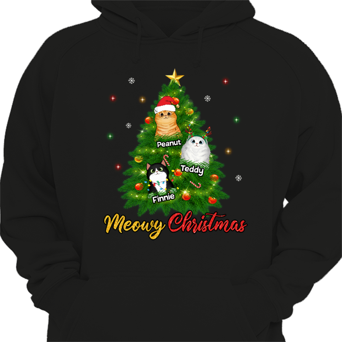 Fluffy Cats Inside Christmas Tree Personalized Hoodie Sweatshirt