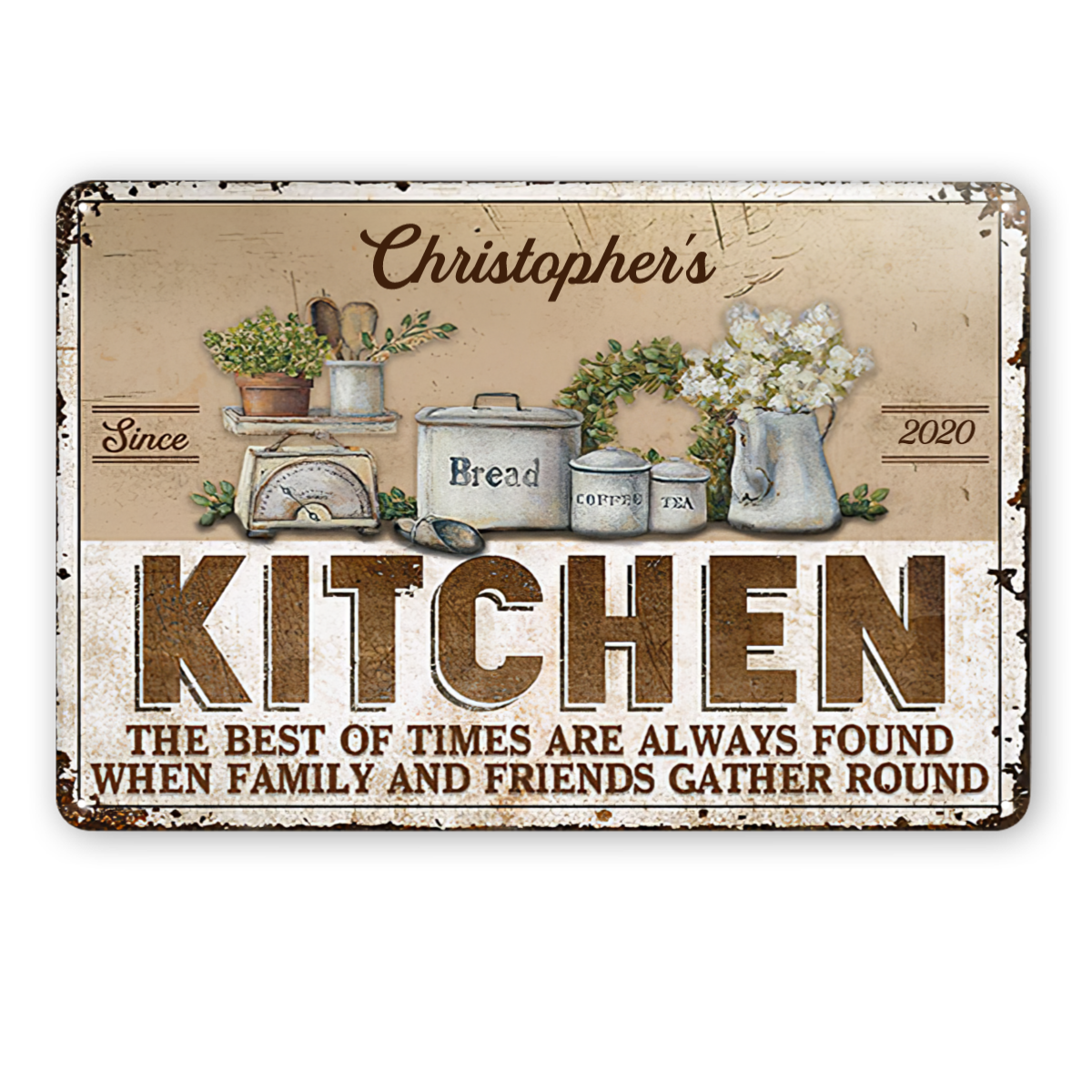 Personalized Farm Kitchen Gather Round Customized Classic Metal Signs