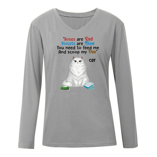 Grumpy Fluffy Cat You Need To Scoop My Poo Personalized Long Sleeve Shirt