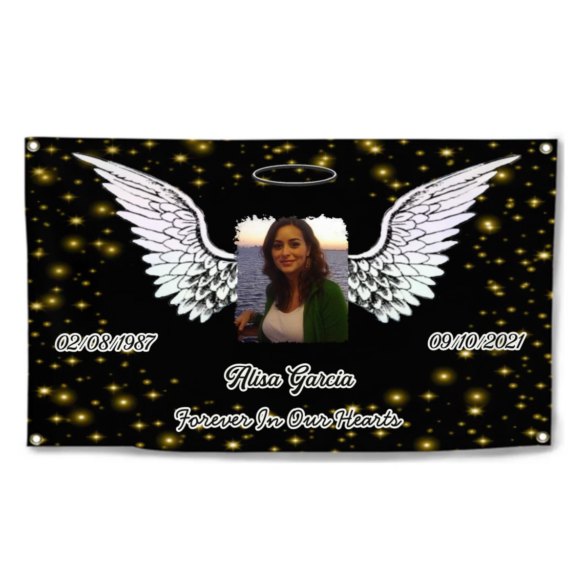 Unique Custom Banner, Personalized Photo & Texts Angle Wing Memorial Banner